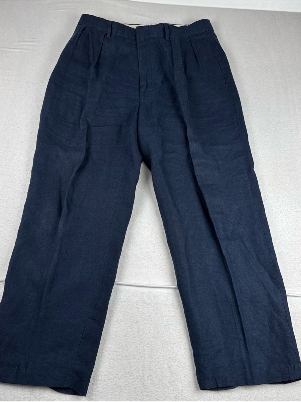 VTG Polo Ralph Lauren Navy 100% Linen Mens Pants fits 31*28 Coastal Lightweight